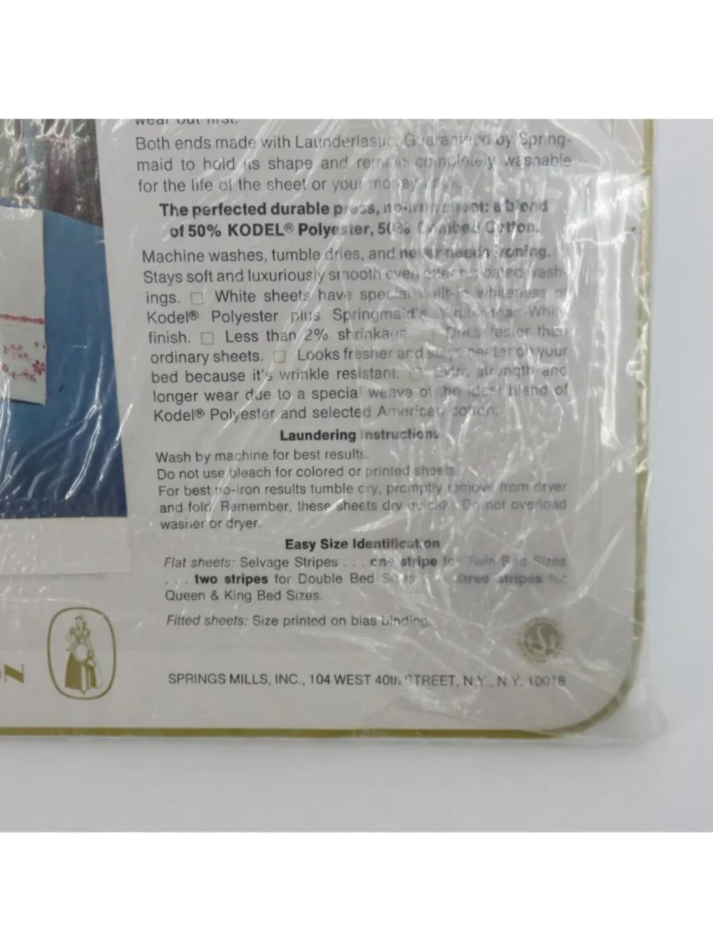 NEW Springmaid Wondercale TWIN Flat Sheet White Blue Embroidered Floral Flower